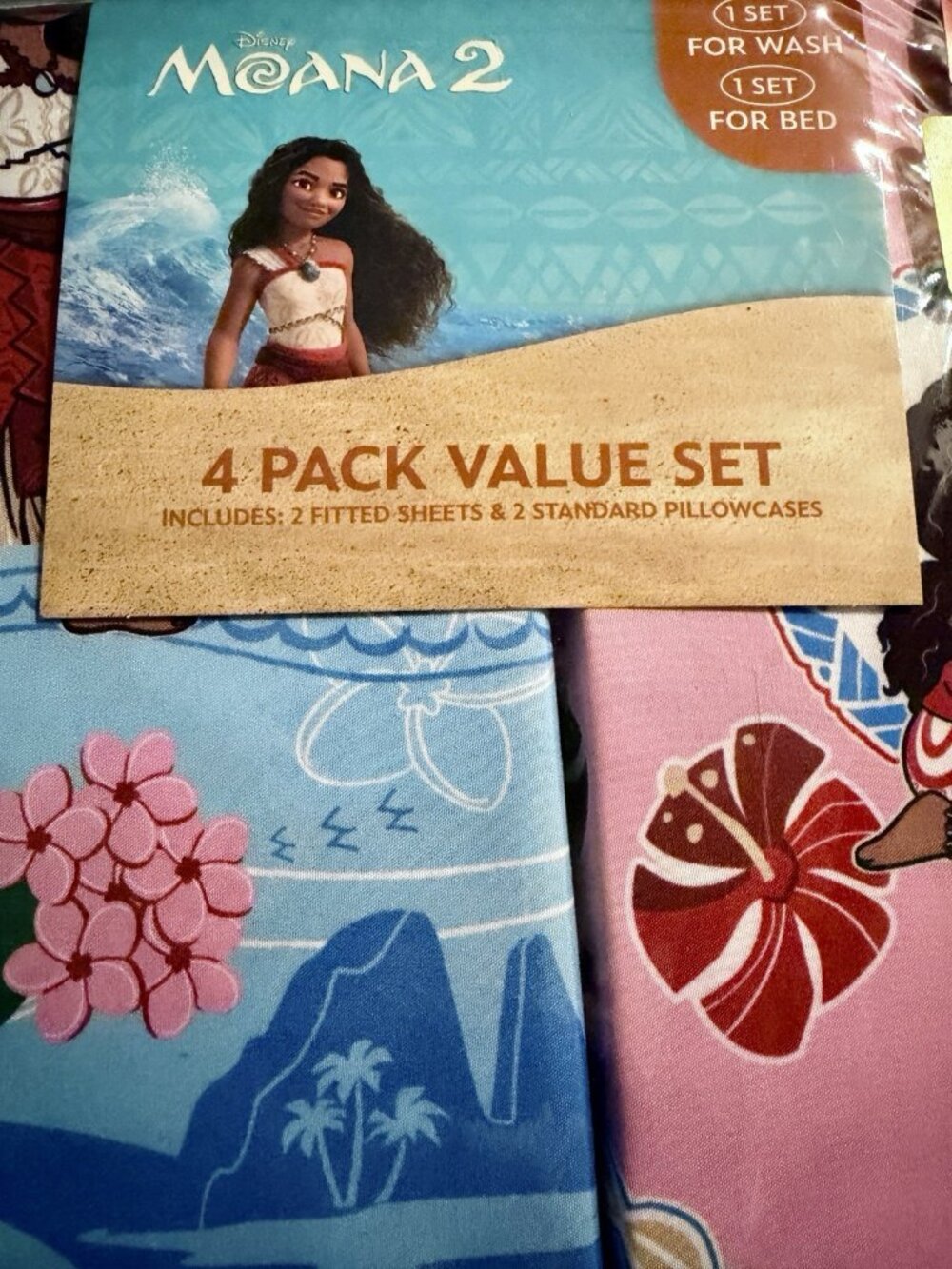 NWT Disney Moana 2 Twin Size 4 Pack Value Set  2 Fitted Sheet and 2 Pillowcases
